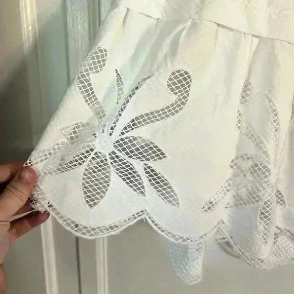 THE SOMERSET MINI SKIRT: CUTWORK EDITION By Anthropologie Floral White size XL - Picture 8 of 12
